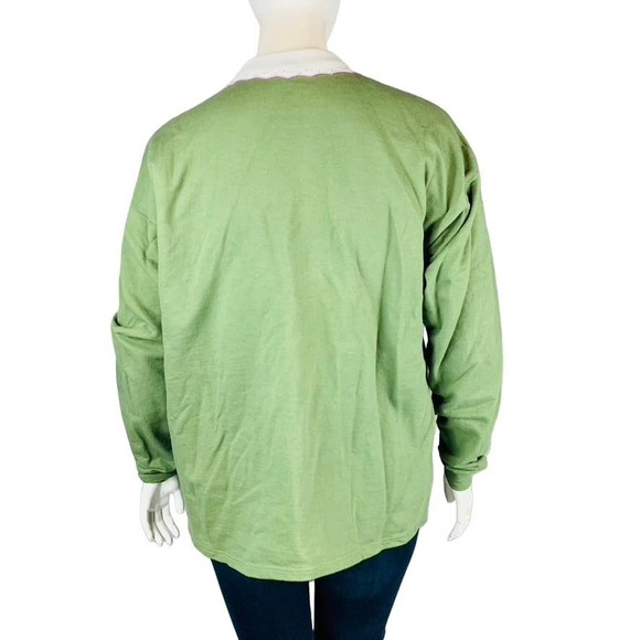 Hanes Cotton Select Womans XL Green Floral Sweater Walk By Faith 2 Cor. 5:7 VTG - Picture 5 of 7